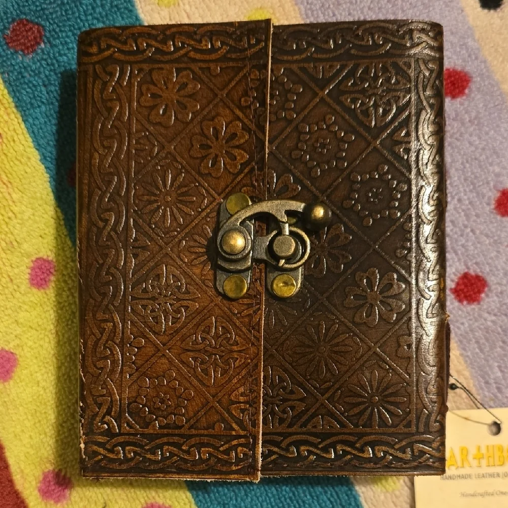 ♥️BUY 2 GET 1 FREE Earthbound Brown Embossed Clock Leather Journal